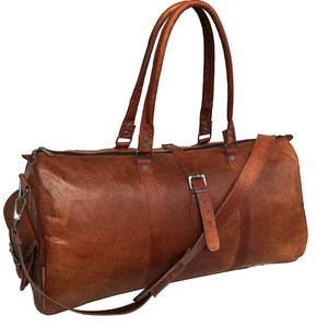 Bolsa de gimnasio de cuero PU Vintage de gran capacidad personalizada, duradera con cierre de cremallera, funda de moda de estilo 2025 para hombres y mujeres - Product Image 2