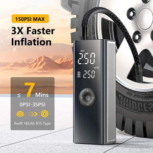 Gonfleur de pneus numérique sans fil ABS à gonflage rapide, pompe à air 12V avec écran LCD pour voiture, vélo, moto, ballon - Product Image 3