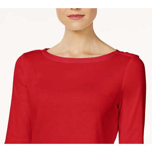Top da Donna Charter Club Taglia Piccola con Bottoni sulle Spalle in Cotone Pima Rosso Stile Casual Semplice Lavorato a Maglia con Ricamo in Raso Taglia XL - Product Image 2