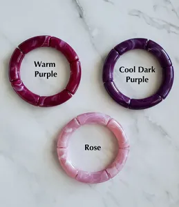 Bracelets de perles en acrylique lucite fait à la main, design en bambou, extensible, tourbillon assorti, résine de couleur marbre, modèle fabriqué à la main - Product Image 3