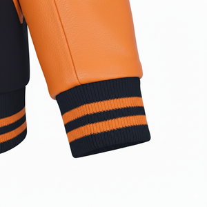 Chaqueta con letras informal ajustada para hombre de calidad superior, moda universitaria personalizada, logotipo frontal de cuero genuino de alta calidad a prueba de viento - Product Image 5