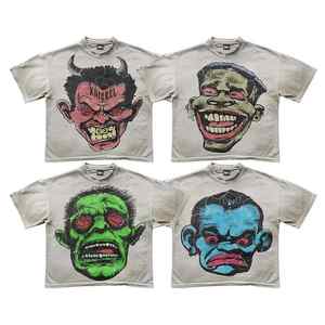 Streetwear imprimé DTG personnalisé t-shirts graphiques t-shirt coupe surdimensionnée lavage à l'acide hommes t-shirts Vintage recadrée 260 grammes de caractère - Product Image 1