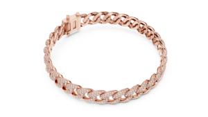 Pulsera de Eslabones Cubanos de Oro Blanco Macizo de 14 Quilates de Lujo, con Diamantes Cultivados en Laboratorio con Certificación IGI, Unisex, 12 g, para Fiestas - Product Image 4