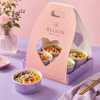 Ensemble d'emballages personnalisés pour bols alimentaires AT PACK avec boîte de transport à emporter, bols en papier jetables et emballages de livraison