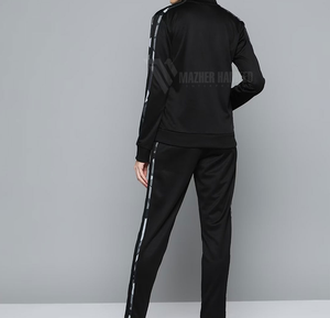 Ensemble de survêtements pour femmes noir pur Sportswear Logo personnalisé impression tenue de jogging pour l'entraînement en salle de sport et un usage quotidien - Product Image 3