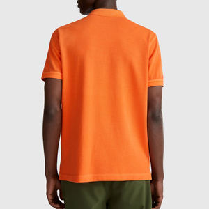 Polo de ajuste regular naranja de verano informal de negocios para hombre, camisa transpirable de solapa suelta con patrón sólido, Etiqueta Privada - Product Image 2