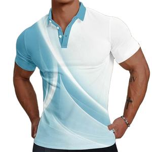 T-shirt polo pour homme de haute qualité, taille plus, avec fermeture éclair, bordure blanche, broderie dorée, imprimé, manches courtes, décontracté, été - Product Image 1