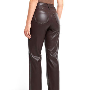 Pantalon en cuir pour femme, mode urbaine d'hiver, coupe droite, léger, imperméable, écologique, pour un usage quotidien - Product Image 2
