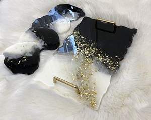 Bandeja de servicio de resina de alta calidad para centros de mesa de salón con hermosos patrones y acabados coloridos - Product Image 5