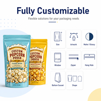 Pochette Sur Pied Personnalisée Logo Bleu Matériau CPE PE Impression Héliogravure Sac Scellé à Glissière pour Aliments pour Animaux & Pop-corn Vente