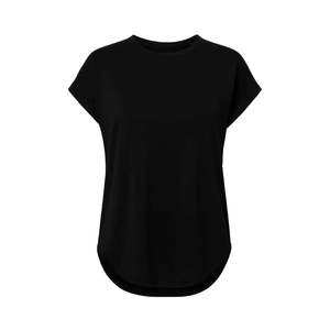 Camiseta Deportiva Informal Negra para Mujer, Talla Grande, Cómoda, de Manga Corta, Transpirable, de Punto, Ecológica, de Poliéster, con Cuello Redondo, de Secado Rápido - Product Image 1