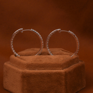 Round Cut Lab Grown Diamond Inside Out <b>Hoop</b> <b>Earrings</b> 18KT <b>Solid</b> Gold Classic <b>Earrings</b> Gift for Women All Occasions Stylish Gift - Product Image 5