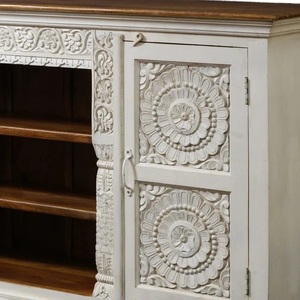 Modern Luxury Extendable Wooden Storage Cabinet with Carved Design Sideboard Doors & <b>Shelves</b> <b>for</b> Living Room & School Use - Product Image 4