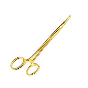 Pinzas Hemostáticas de Alta Calidad, Color Dorado, con Bloqueo Antimosquitos, Rectas, de Acero Inoxidable Alemán, Instrumento Médico Manual - Product Image 2