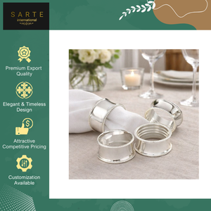 Nouveauté en stock, designs personnalisés, anneaux de serviette en laiton faits à la main, écologiques, luxueux, plaqués argent, pour hôtels, mariages, restaurants gastronomiques - Product Image 2