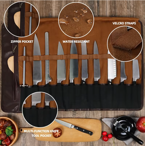 Estuche de Cuero y Lona para Cuchillos de Lujo, Bolsa de Almacenamiento para Cocina de Chef, Protección a Prueba de Olores, Organizador de Herramientas Duradero, Cubiertos LCK-0041 - Product Image 2