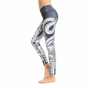 Breathable <b>Leggings</b> Custom Sublimation Cotton <b>Leggings</b> Women High Elastic Yoga Pants Tights Quick Dry <b>Leggings</b> Bra Set - Product Image 3