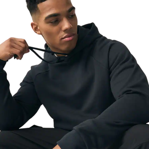 เสื้อฮู้ดดี้สีดำล้วน ผ้าฝ้ายฟลีซ แบบยูนิเซ็กส์ สวมใส่สบาย เหมาะสำหรับฤดูหนาว แฟชั่นสตรีท ขายส่งจากโรงงาน - Product Image 4