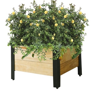 Modern Square <b>Wooden</b> <b>Planter</b> <b>Box</b> with Powder-Coated Steel Legs for Shopping Mall Flowers and Greenery Made in Vietnam - Product Image 1