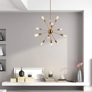 Calvin 12 lumières en laiton antique pendentif plafonnier moderne décor à la maison luminaire lustre en métal avec amour thème impression cadeau - Product Image 6