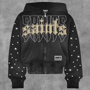 เสื้อฮู้ดเข้ารูปบ็อกซี่แอซิดพร้อม400GSM ลายพิมพ์ DTG และมีฮู้ดพลอยเทียมปรับแต่งได้เน้นเสียง - Product Image 6