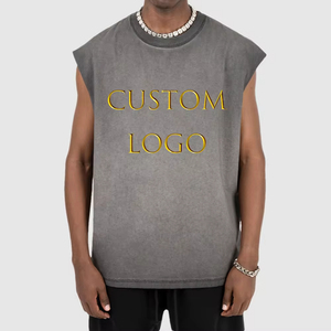 Débardeur personnalisé pour hommes OEM high street extérieur lavé débardeur pour hommes t-shirt vintage lavé gilet sans manches débardeur hipster streetwear - Product Image 1