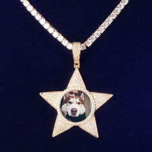 Colgante de estrella de Hip Hop, joyería de Hip Hop personalizada, colgante de regalo, joyería para rapero en 10kt, diamantes de moissanita de corte redondo de oro vendidos - Product Image 2