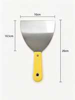 Spatule à mastic professionnelle en acier au carbone de 4 pouces avec manche en plastique jaune pour la finition des murs, le collage et le plâtrage