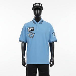 Polo de Alta Calidad para Hombre, Transpirable, de Algodón Piqué, Azul Claro, Cuello de Punto Acanalado, Logotipo Personalizado, Camiseta Polo para Hombre - Product Image 6