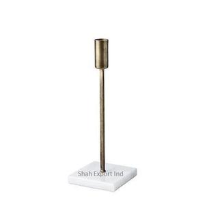 Bougeoir conique en métal doré de qualité supérieure avec base ronde en marbre pour la décoration d'éclairage de table pour les fêtes d'événements à la maison - Product Image 2