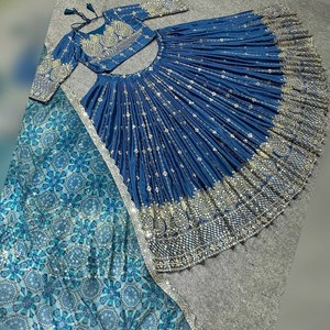 Broderie à la mode séquence lourde travail nouvelle Collection Look à la mode Georgette filles indiennes portent des prix bas Lehenga Choli - Product Image 5