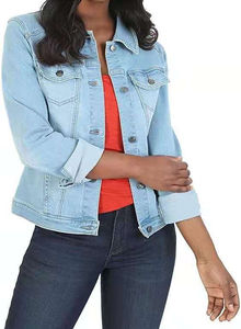 Chaqueta Vaquera Azul para Mujer con Múltiples Detalles de Cremallera, Chaqueta Corta Estilo Motociclista, Ropa Exterior de Moda, Chaqueta de Manga Larga para Mujer - Product Image 6