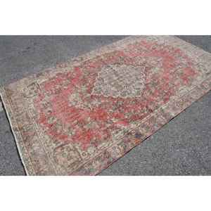 Tapis vintage 5,2 x 9,3 pieds, tapis turc, tapis en laine abstrait rouge - Product Image 1