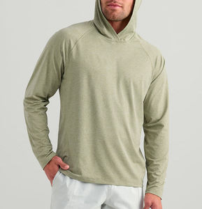 Camisa de Pesca con Capucha de Manga Larga para Hombre, Color Verde Oliva, UPF 50, Secado Rápido, Color Sólido - Product Image 2