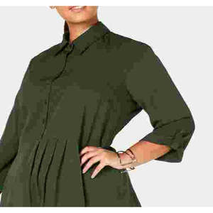 Abito chemisier da donna Love Squared verde con maniche a 3/4, collo annodabile, silhouette ampia, sopra il ginocchio, taglie forti - Verde, taglia 3X - Product Image 2