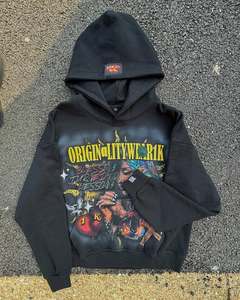 Invierno personalizado DTG impresión Logo ácido lavado peso pesado algodón Unisex recortado cuadrado desgastado Zip up Sudadera con capucha - Product Image 6