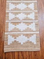 Tapis en jute fait main écologique à poils hauts tuftés style kilim motif abstrait coureur pour couloir entrée escalier-façonné à la main