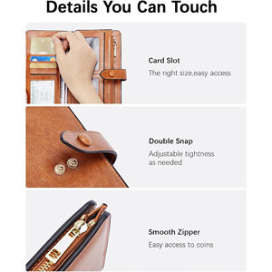 Portefeuille en cuir pour femmes, blocage RFID, grande capacité, portefeuille à trois volets, porte-cartes et portefeuille pour téléphone pour femmes, élégant - Product Image 6