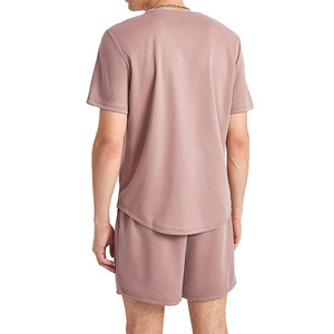 2025 Ensemble short d'été en coton et polyester pour hommes, logo personnalisé, tenue décontractée, costume de jogging avec motif solide, fabriqué par le fournisseur - Product Image 2