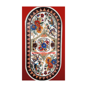 Beautiful Handmade White Marble Inlay <b>Coffee</b> <b>Table</b> Top for <b>Oval</b> Shape Decorative Countertops Standard Quality Marble <b>Table</b> Top - Product Image 1