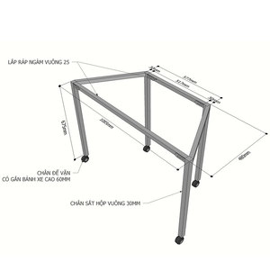HCLG002 Industrial Design Style Trapezoidal Iron <b>Table</b> Legs with Wheels for <b>Office</b> Furniture Lego Assembly System - Product Image 3