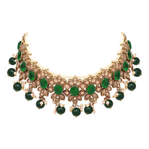 Flower Delight Reverse AD Stone Patti Gargantilla Set Joyería religiosa ortodoxa hecha de aleación - Product Image 4