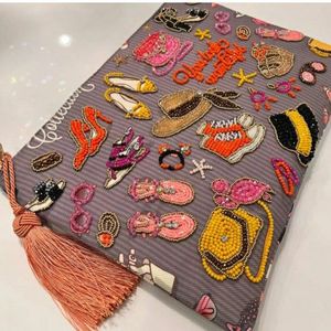 กระเป๋าคลัทช์สไตล์โบฮีเมียนปักลายตอนเย็นพร้อมโซ่และผ้าซับในแฟนซีดีไซน์สี่เหลี่ยมไข่มุกขายส่ง - Product Image 2