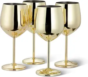 גבוהה כלי זכוכית ארוך גזע אדום יין זכוכית עבור בר מסעדת בית נחושת מצופה יין זכוכית בר אבזרים