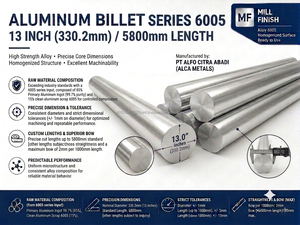 Barre en alliage d'aluminium 6005 T6, norme ASTM, qualité supérieure, marque OEM, série 6000, diamètre de 3,5 à 13 pouces - Product Image 5