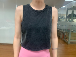 Custom Logo Women's Crop <b>Top</b> 100%cotton Singlet Workout Yoga tank <b>Top</b> Customized Acid Wash tank <b>Top</b> - Product Image 3