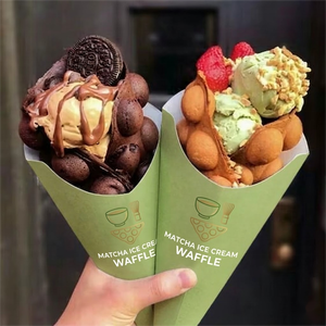 Cono di Carta Triangolare Monouso per <span class=keywords><strong>Gelato</strong></span>, Contenitore per Alimenti di Grado Alimentare, Cornet Gaufre - Product Image 6