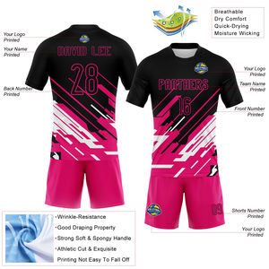 Uniforme de Voleibol Sublimado Personalizado con Líneas Negras, Rosas y Blancas, de Secado Rápido, Transpirable y Lavado, para Adultos - Product Image 3