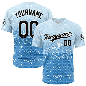 Logo personnalisé sublimé Softball & Baseball Jersey rayé Patchwork Design avec système de boutons - Product Image 6