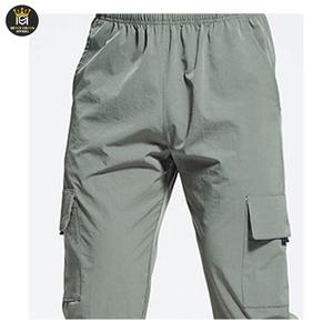 Pantalon cargo multi-poches respirant pour homme, style streetwear tendance, avec cordon de serrage, détail bouton, style hip-hop décontracté - Product Image 6